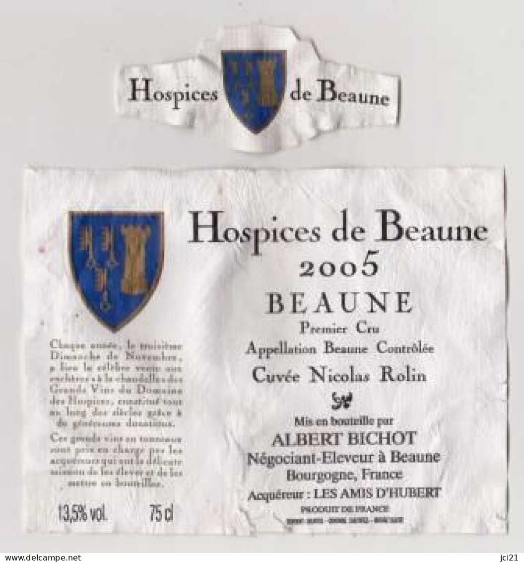 Etiquette Et Millésime HOSPICES DE BEAUNE " BEAUNE 1er Cru 2005 " Cuvée Nicolas Rolin (2867)_ev608 - Bourgogne