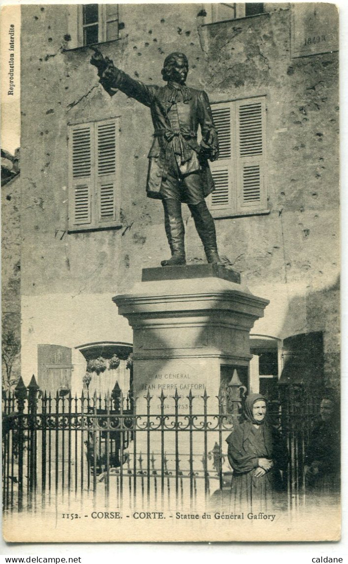 2A-CORSE  -  CORTE  - Statue Du General Gaffory.    Collection. J.Moretti,Corté.  N° 1152 - Corte