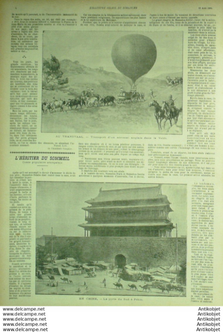 Soleil Du Dimanche 1900 N°33 Chine Pékin Garde Japon Mousmé Transvaal Aérostat - 1850 - 1899