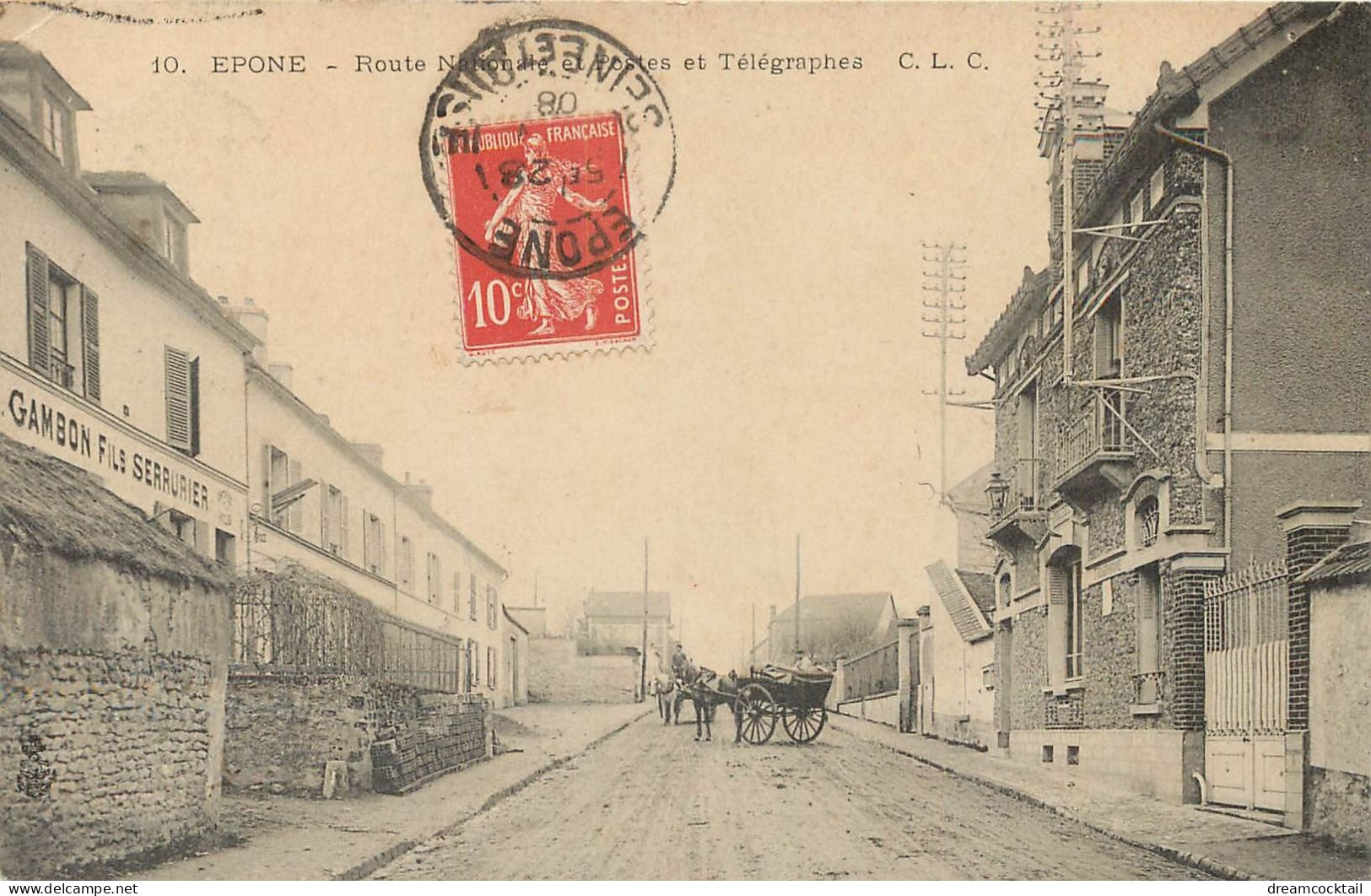 78 EPONE. Postes Télégraphes Et Serrurier Gambon Route Nationale 1908 - Epone