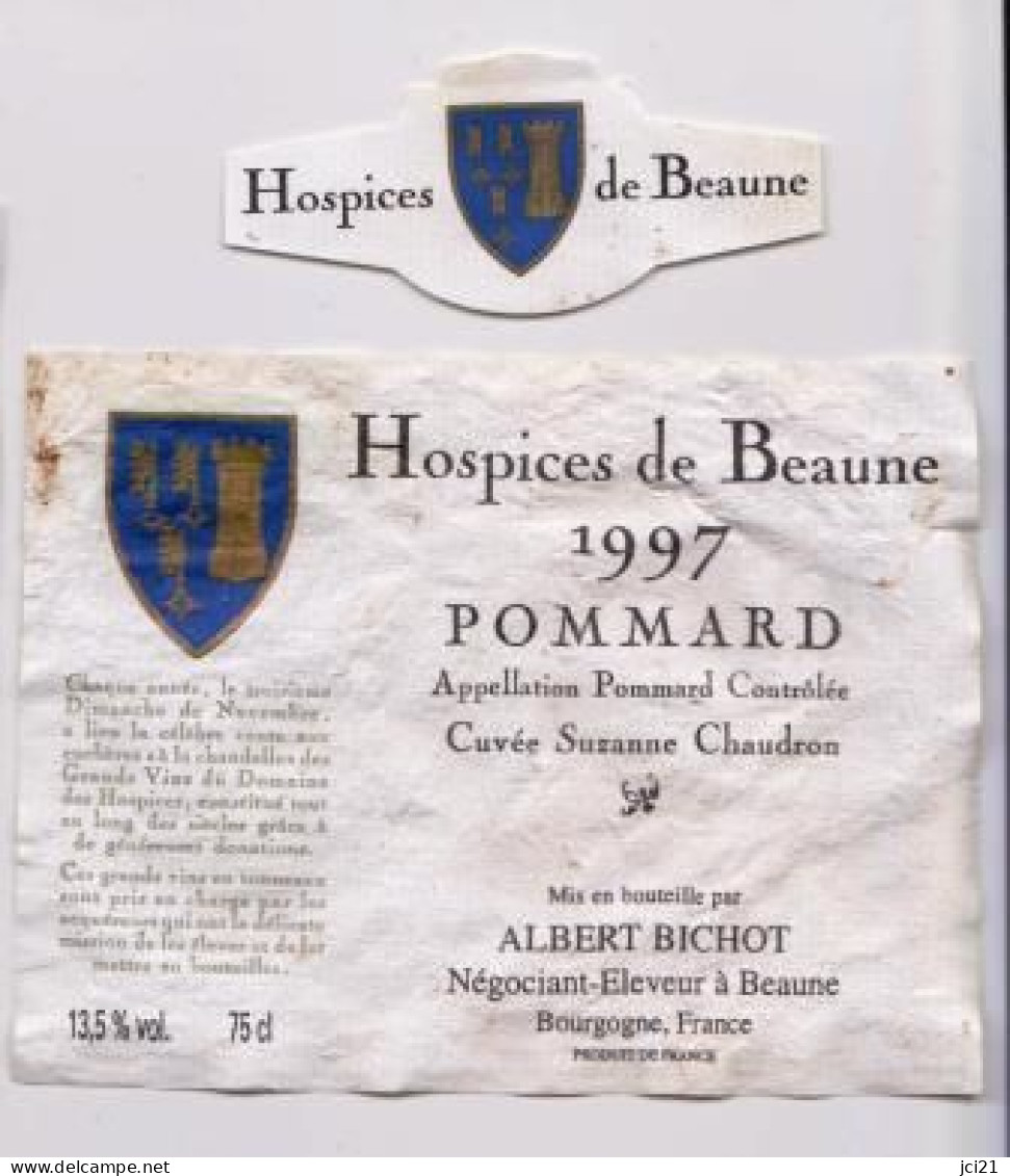 Etiquette Et Collerette HOSPICES DE BEAUNE " POMMARD 1997 " Cuvée Suzanne Chaudron (3235)_ev671 - Bourgogne