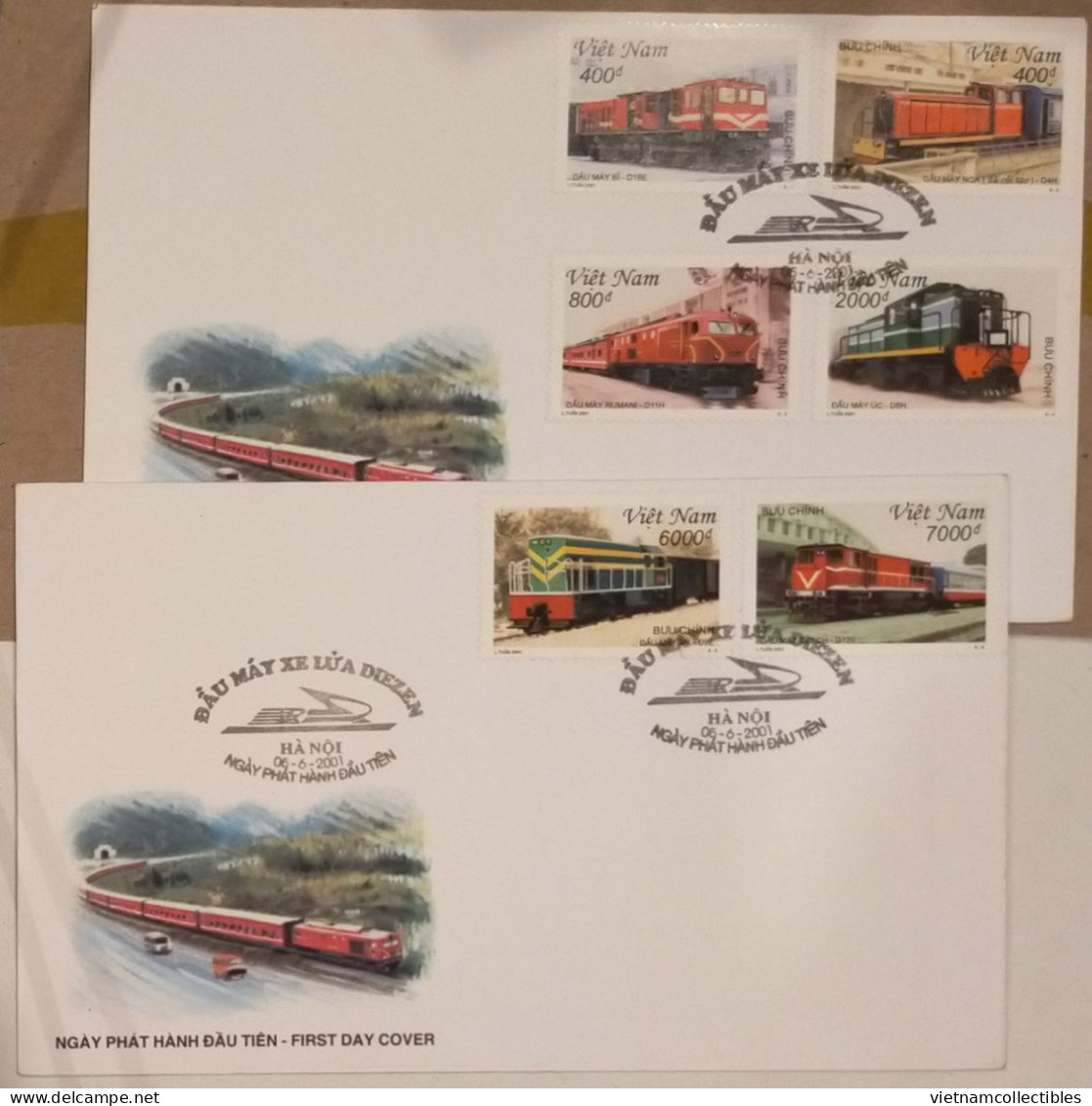 FDC Vietnam Viet Nam Covers 2001 : Diesel Locomotives / Train (Ms866) - Viêt-Nam