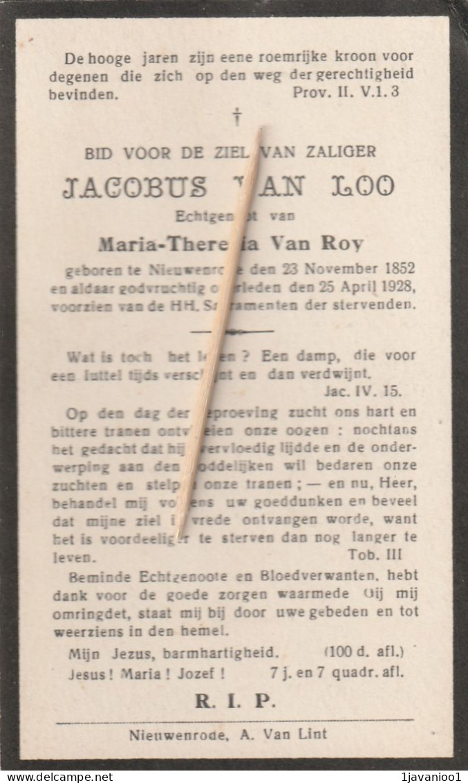 Nieuwenrode, 1928, Jacobus Van Loo, Van Roy - Imágenes Religiosas