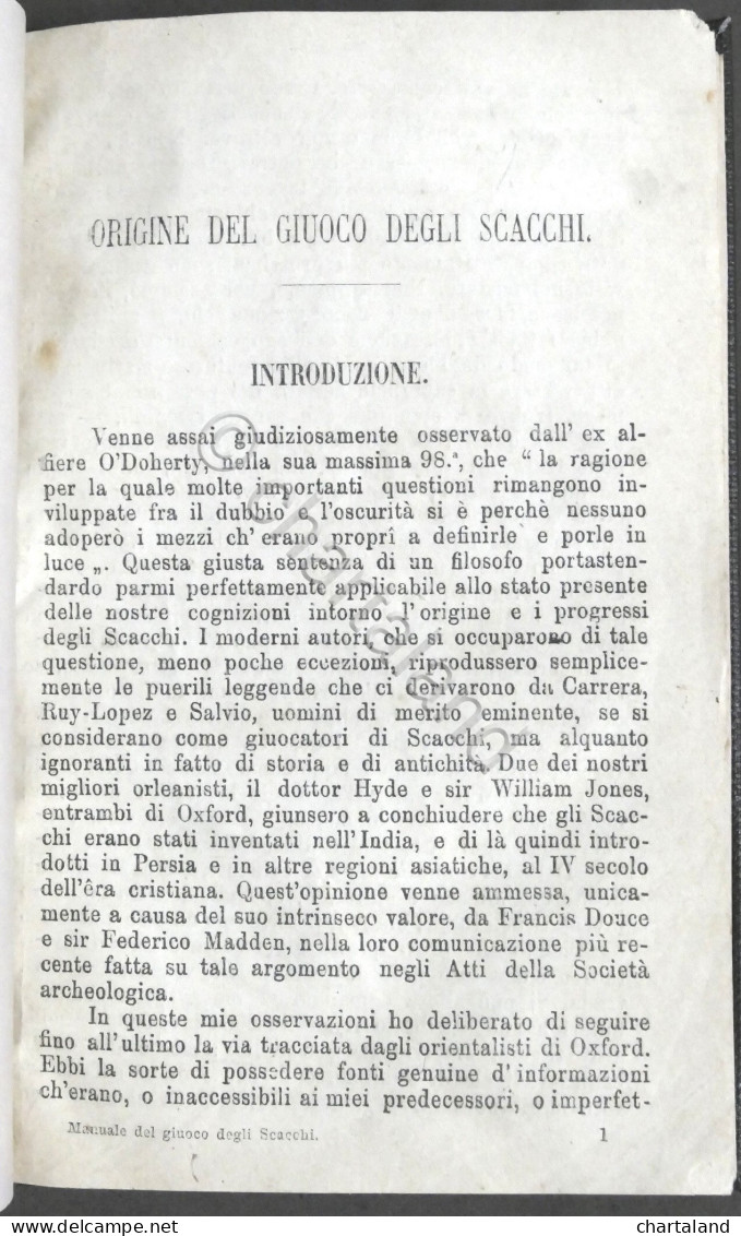 Manuale - Trattato Elementare Del Giuoco Degli Scacchi - Fine '800 - Sonstige & Ohne Zuordnung