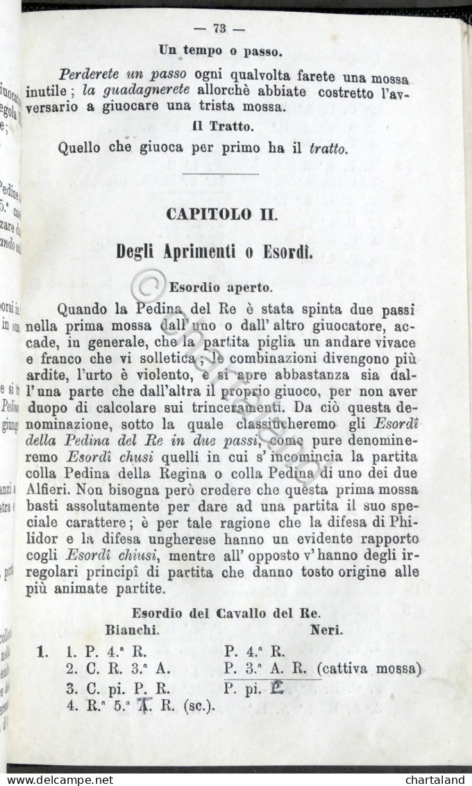 Manuale - Trattato Elementare Del Giuoco Degli Scacchi - Fine '800 - Autres & Non Classés