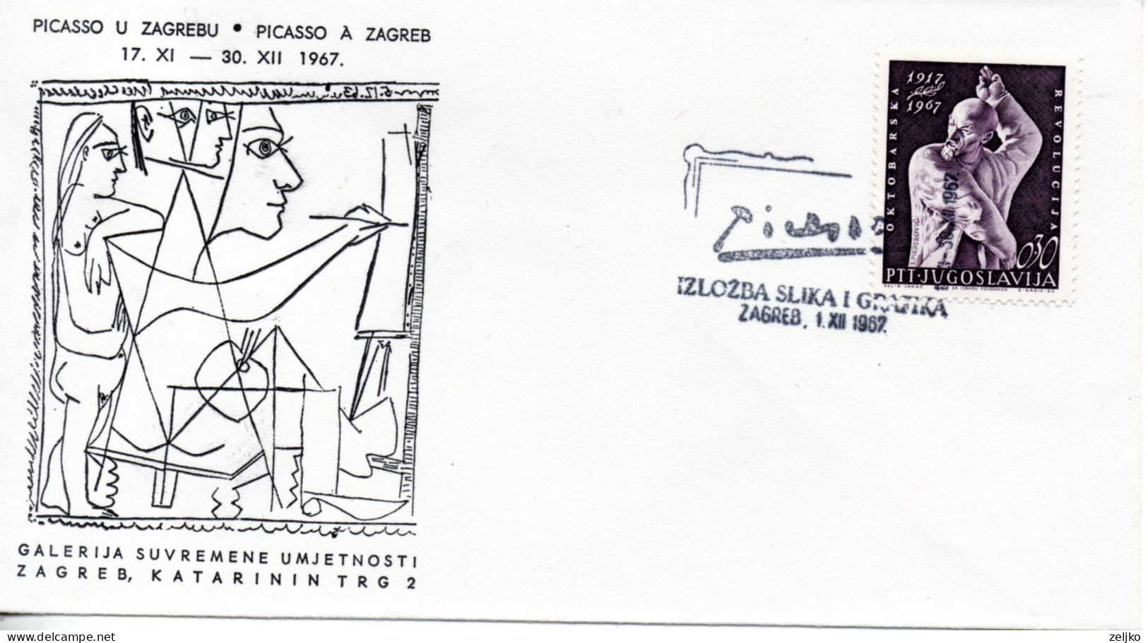 Yugoslavia, Painting, Picasso, Exhibition Of Paintings And Graphics Zagreb 1967 - Maximum Cards