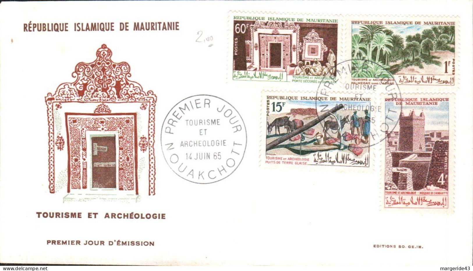 MAURITANIE FDC 1965 TOURISME ET ARCHEOLOGIE - Mauritania (1960-...)