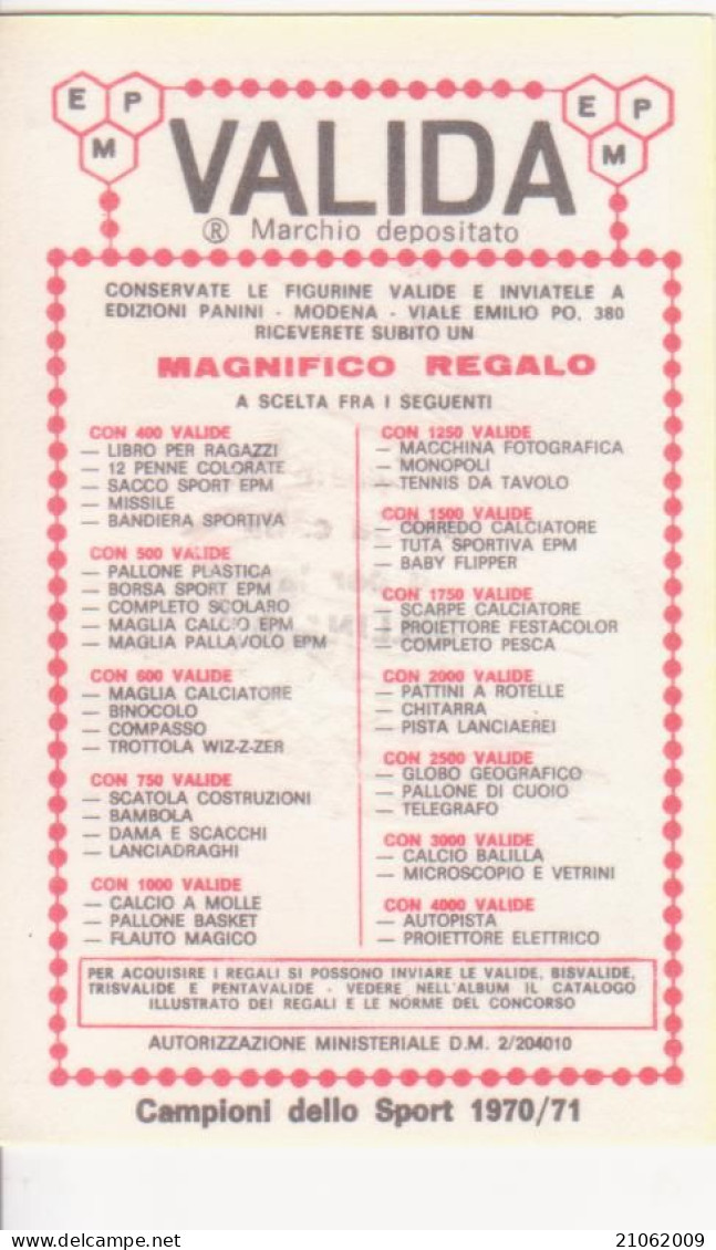 155 JAN JANSSEN - CICLISMO - VALIDA - CAMPIONI DELLO SPORT PANINI 1970-71 - Ciclismo