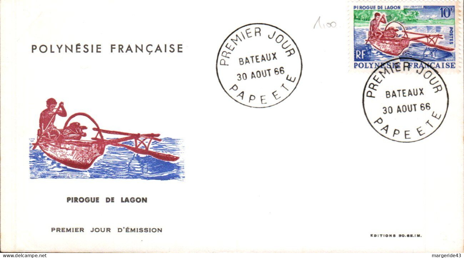 POLYNESIE FDC 1966 BATEAUX - FDC