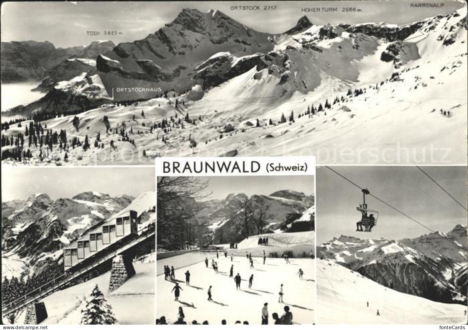 12041222 Braunwald GL Toedi Bergbahn Sesselbahn Eislaufbahn Ortstock Hoherturm K - Sonstige & Ohne Zuordnung
