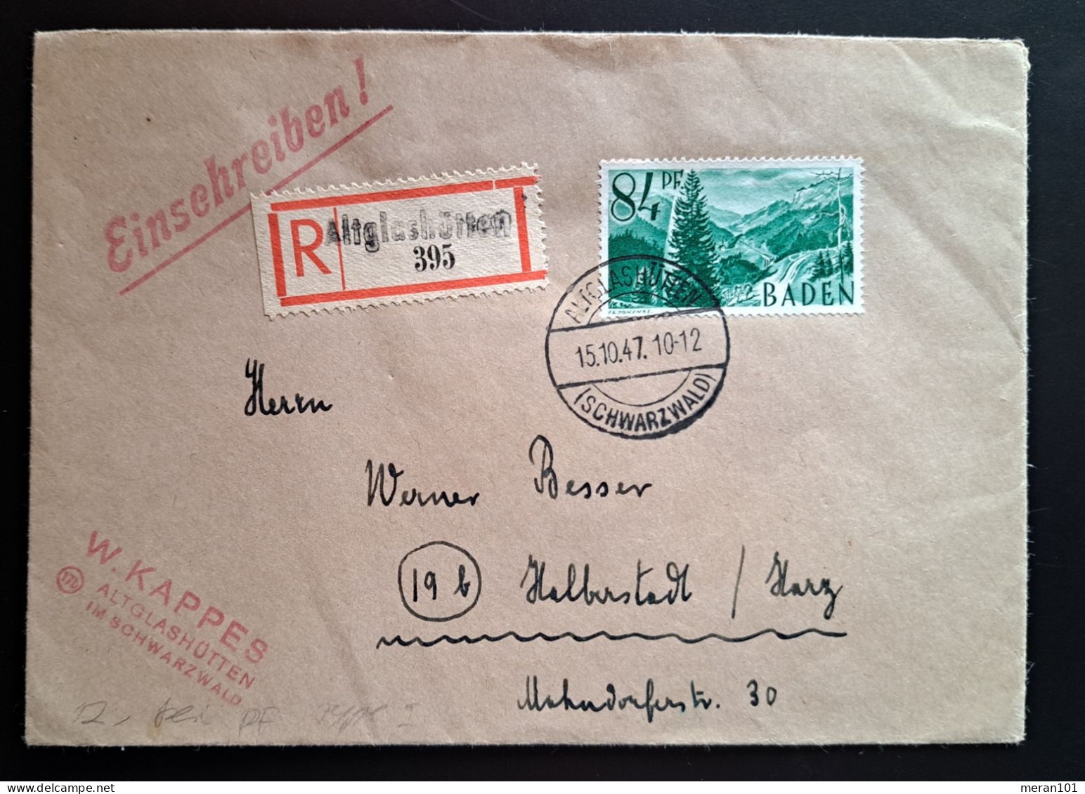 Baden, Einschreibe-Brief Altglashütten Nach Halberstadt Mi 12 - Baden