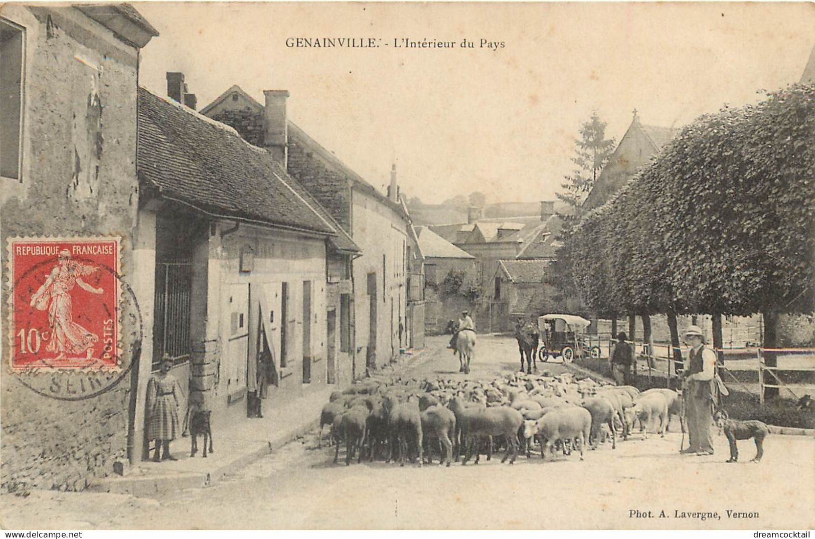 95 GENAINVILLE. Berger Et Troupeau De Moutons à L'intérieur Du Pays 1906 - Sonstige & Ohne Zuordnung