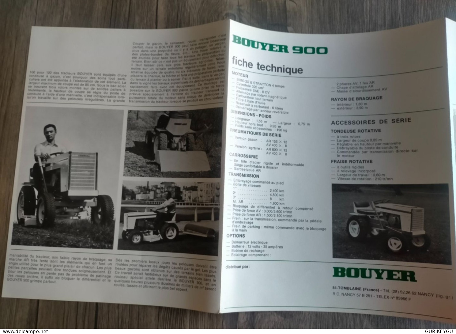 Prospectus Brochure Flyer Tracteur Tondeuse Remorque BOUYER 900  Gazon Fraise Rotative NEUF - Sonstige & Ohne Zuordnung