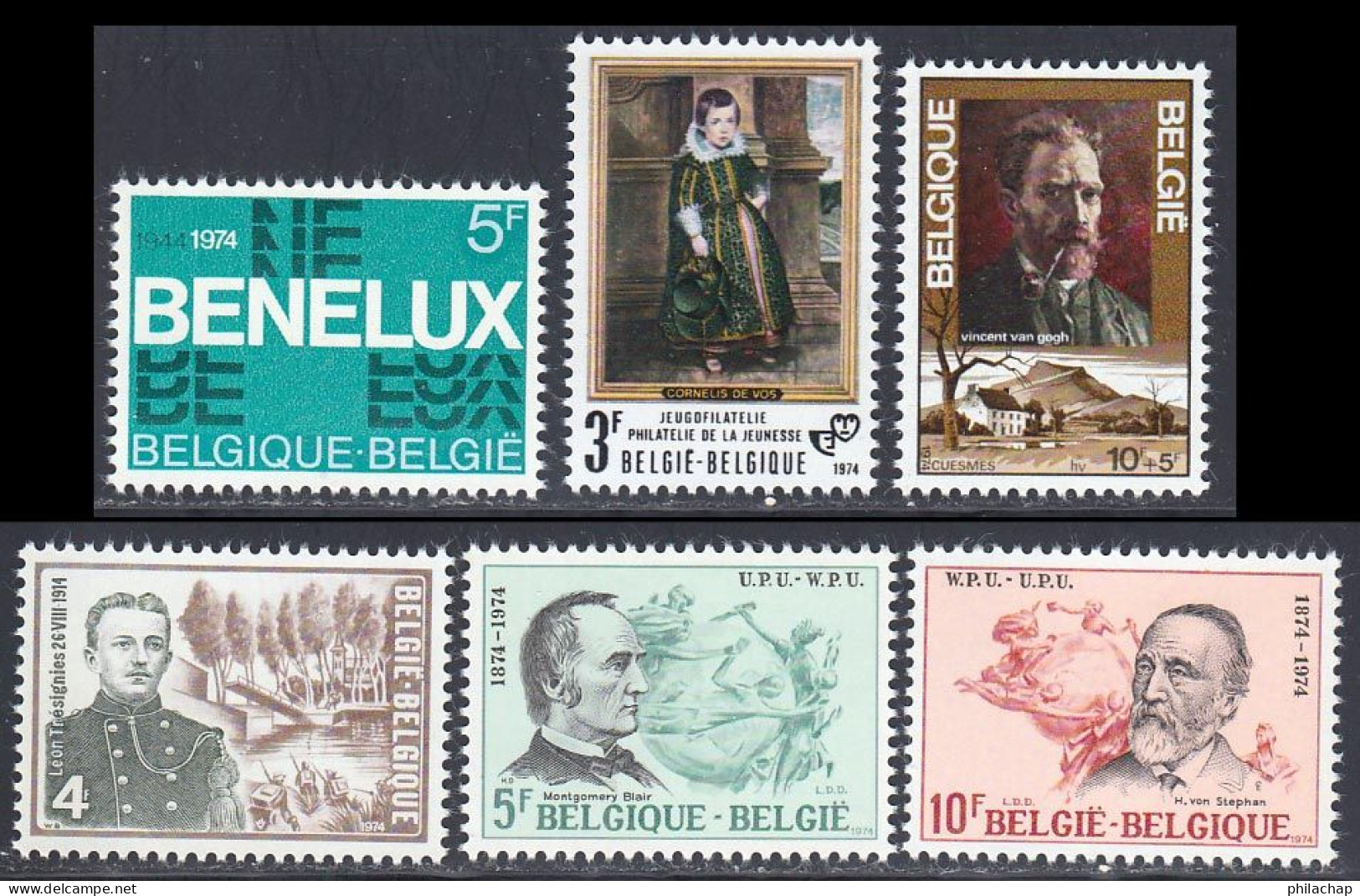 Belgique 1974 Yvert 1721 / 1726 ** TB Bord De Feuille - Unused Stamps