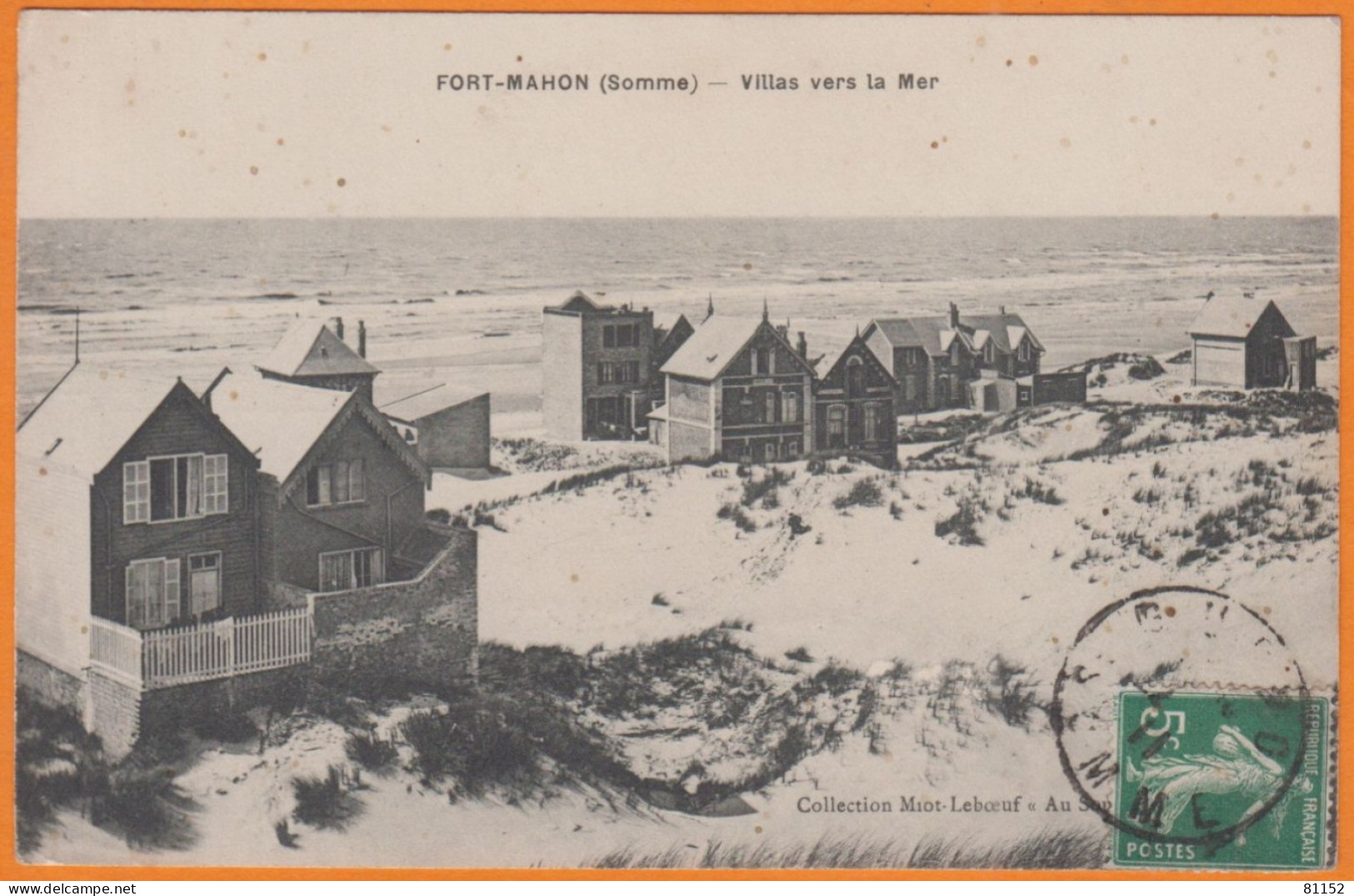 CPA De FORT-MAHON  Villas Vers La Mer   Juillet 1911 Pour Mériel S.et.O.   Avec Semeuse 5C - Fort Mahon
