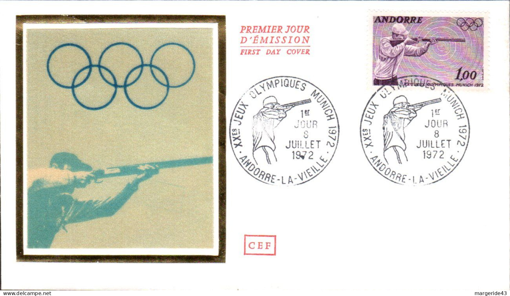 ANDORRE FDC 1972 J O MUNICH  TIR - FDC