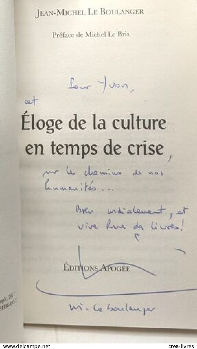 Eloge De La Culture En Temps De Crise - Altri & Non Classificati