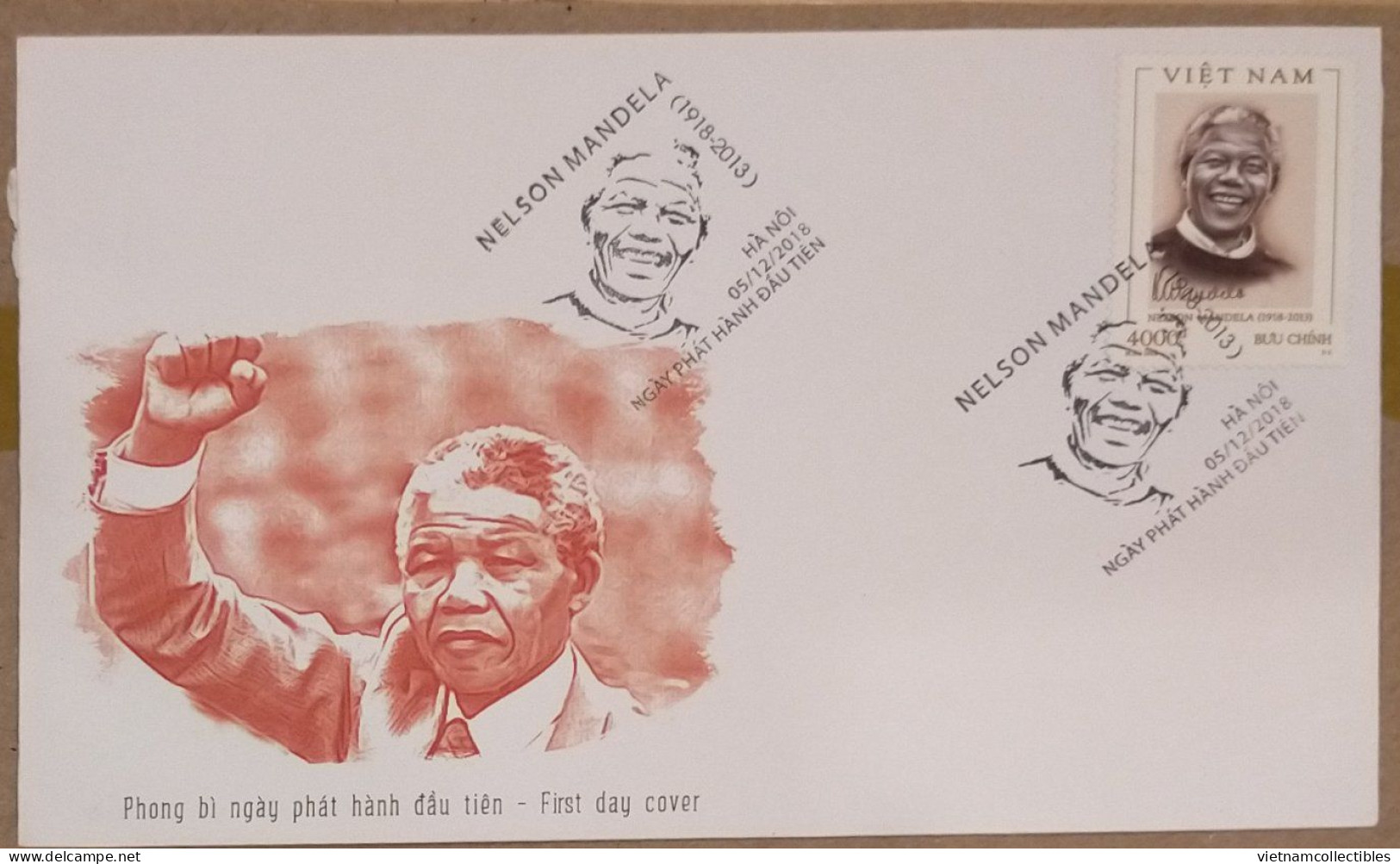 FDC Vietnam Viet Nam Cover With Perf Stamp 2018 : 100th Birth Anniversary Of Nelson Mandela (Ms1102) - Vietnam