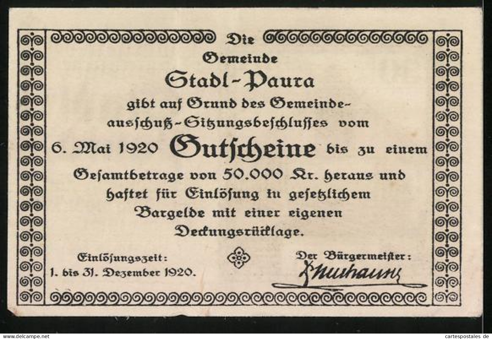 Notgeld Stadl-Paura 1920, 30 Heller, Salzstadel Mit Ruderboot  - Oostenrijk