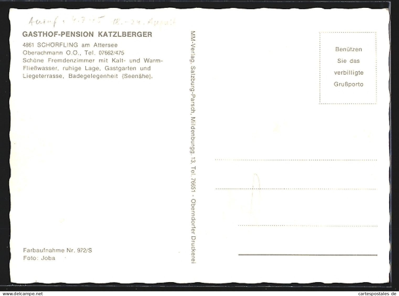 AK Schörfling Am Attersee, Gasthof-Pension Katzlberger  - Other & Unclassified