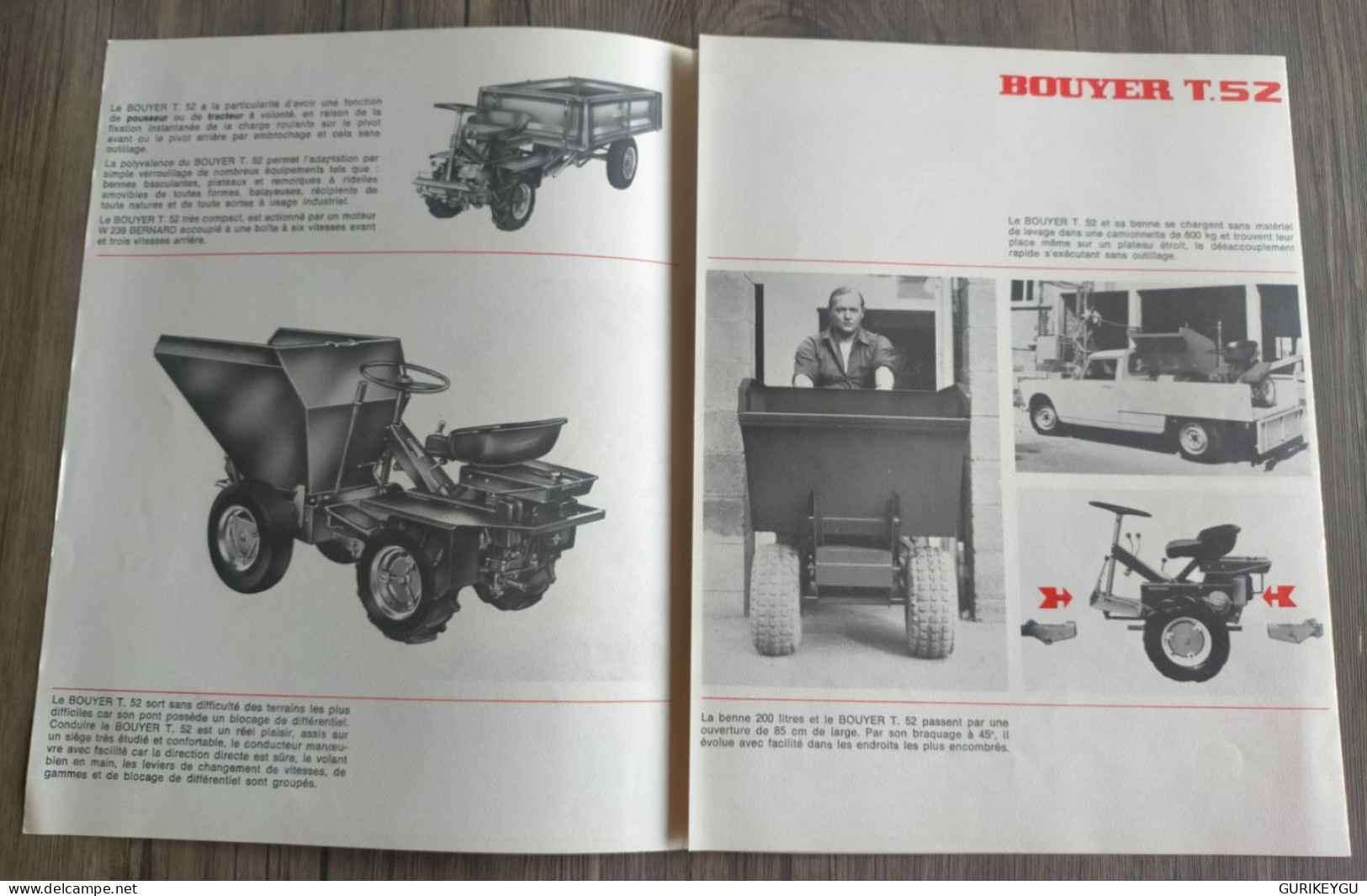 Prospectus Brochure Flyer Tracteur  BOUYER T 52 Moteur Bernard Benne Fiche Technique  NEUF - Altri & Non Classificati