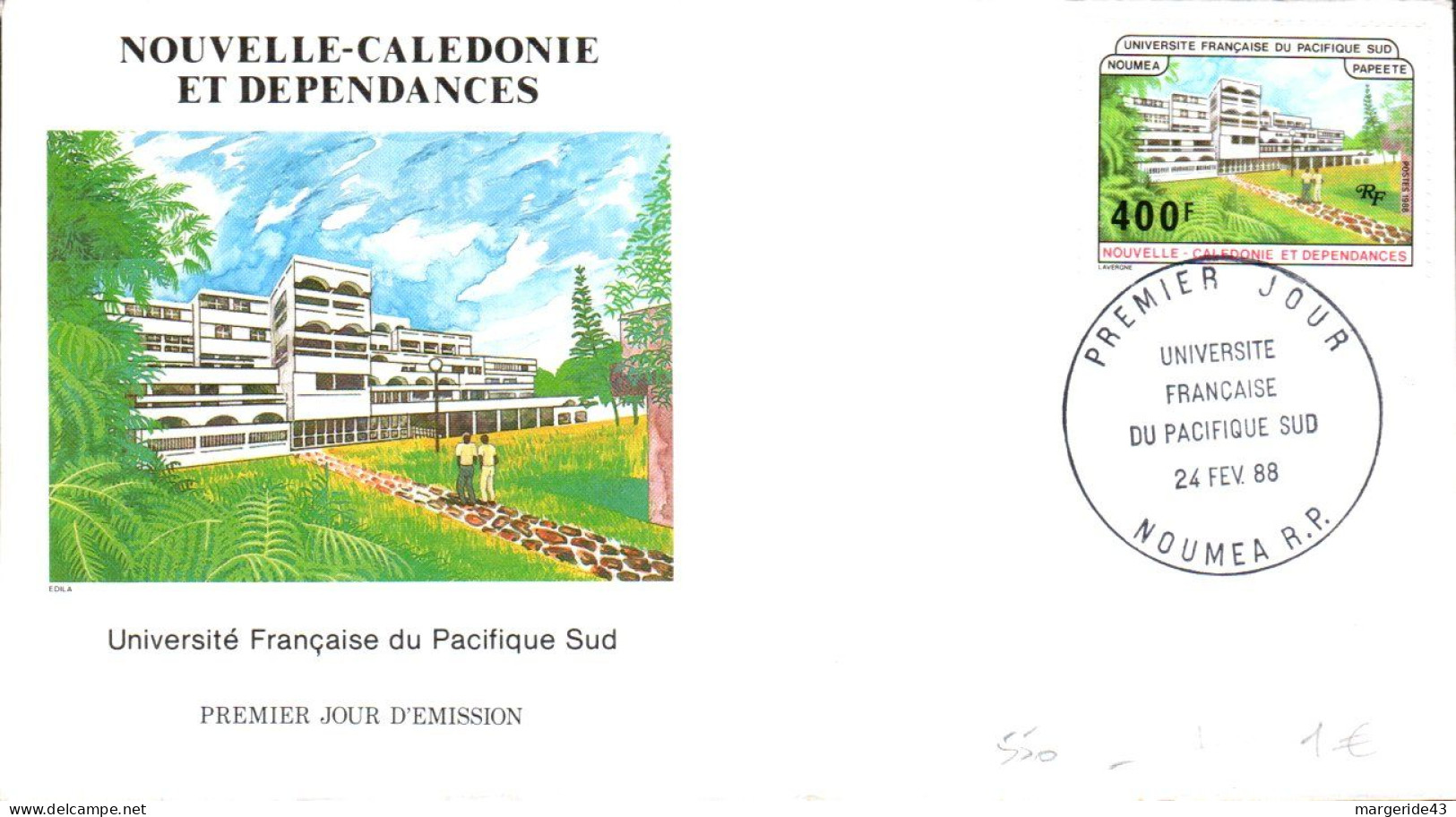 NOUVELLE CALEDONIE FDC 1988 UNIVESITE FRANCAISE DU PACIFIQUE - FDC