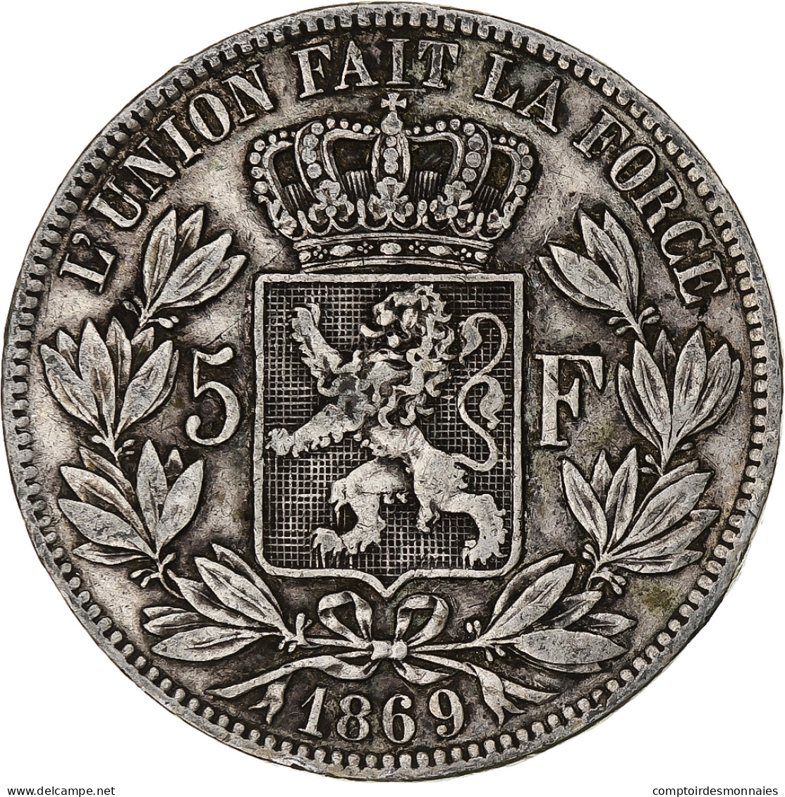 Monnaie, Belgique, Leopold II, 5 Francs, 5 Frank, 1869, TB, Argent, KM:24 - 5 Francs