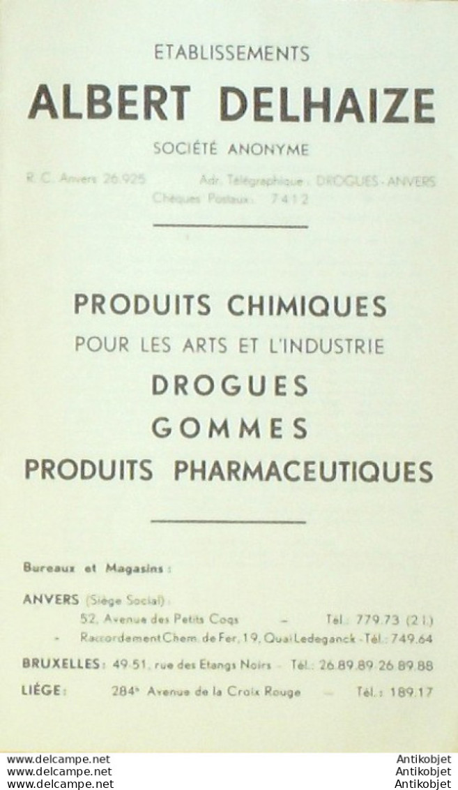 ALBERT DELHAIZE (Produits Chimiques Et Pharmaceutiques) Belgique 1930 - 1900 – 1949