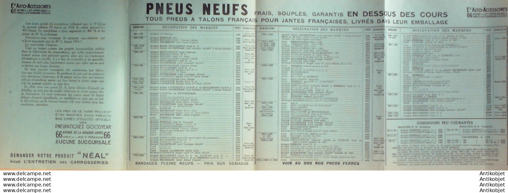 AUTOS ACCESSOIRES (Pneus Automobiles) 1946 - 1900 – 1949