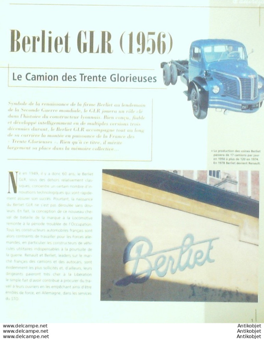 Camions Berliet GLR 1956 édition Hachette - Geschichte