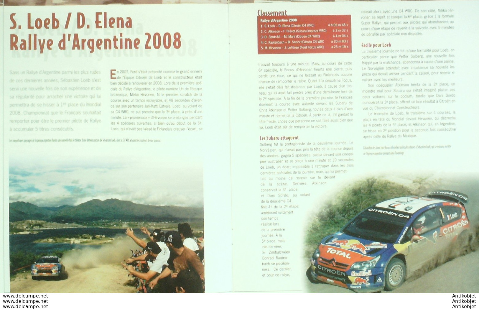 Citroen C4 WRC Rallye Loeb & Elena édition Hachette - Histoire