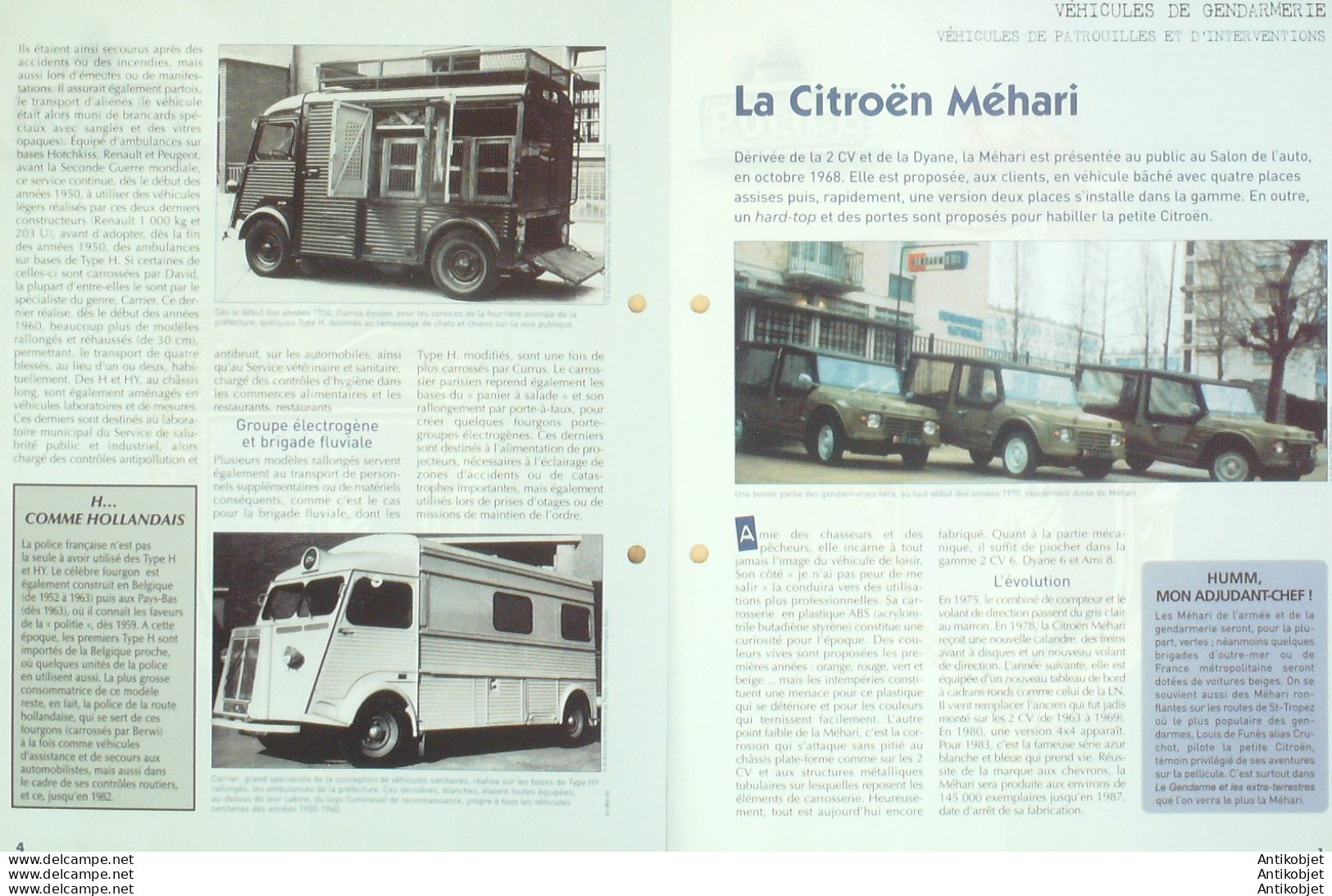 Citroen Type HY Police Gendarmerie Méhari édition Hachette - Histoire