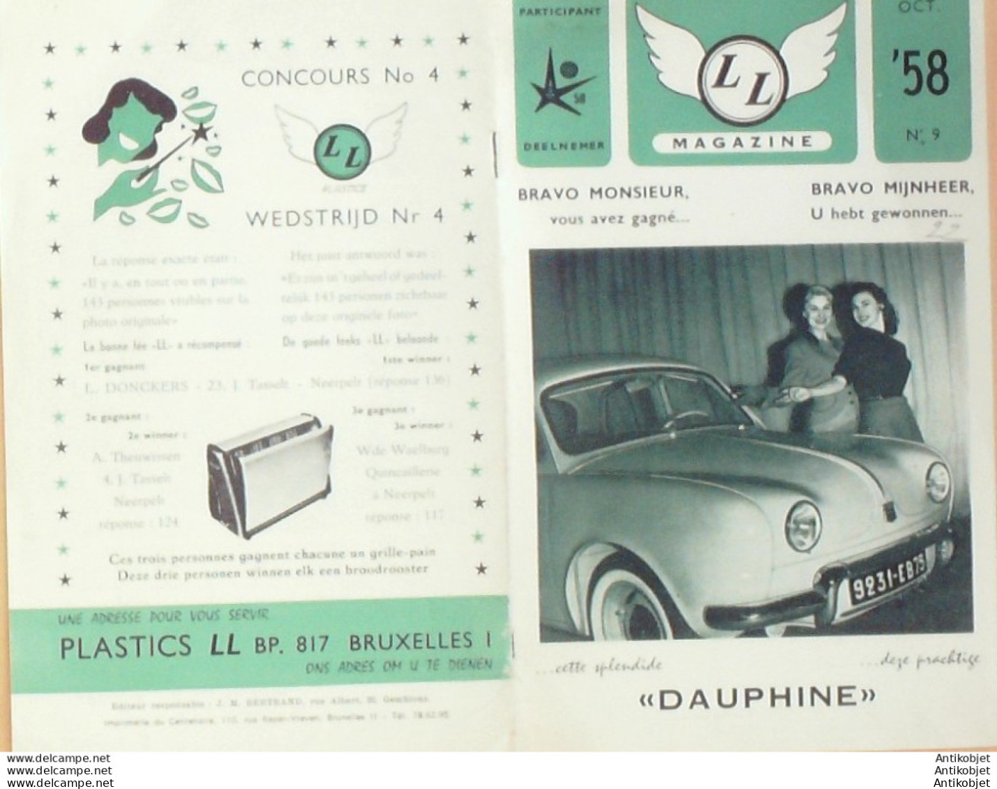 DAUPHINE (Concours Ménager) Belgique 1958 - 1900 – 1949