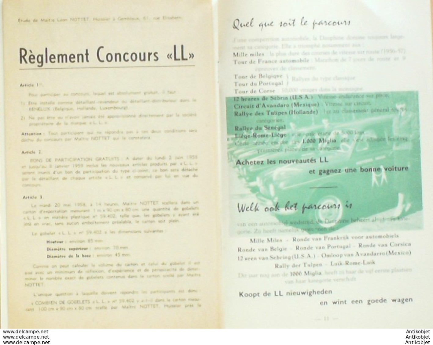 DAUPHINE (Concours Ménager) Belgique 1958 - 1900 – 1949