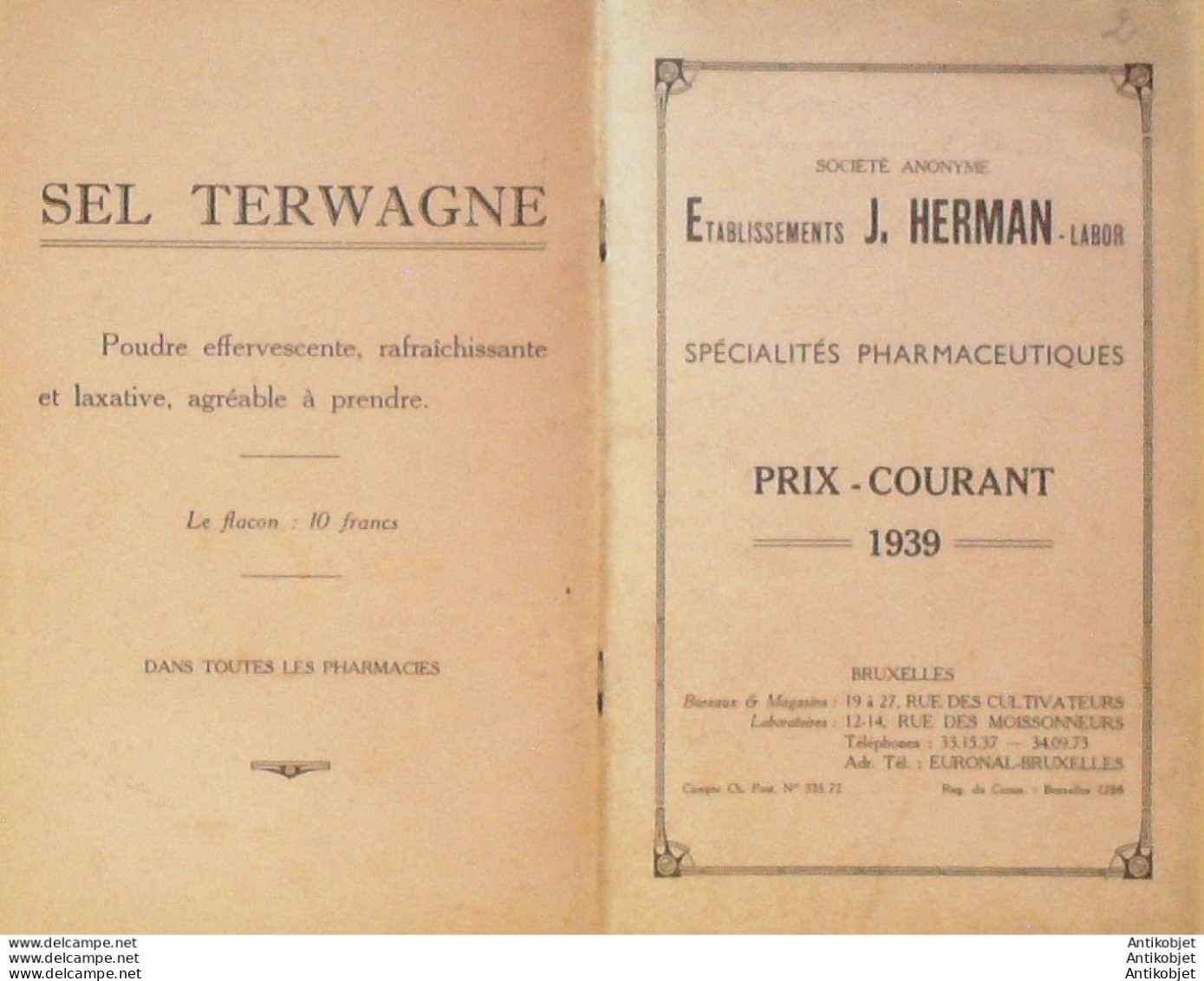 HERTMAN Etbs (Produits Chimiques Et Pharmaceutiques) Belgique 1939 - 1900 – 1949