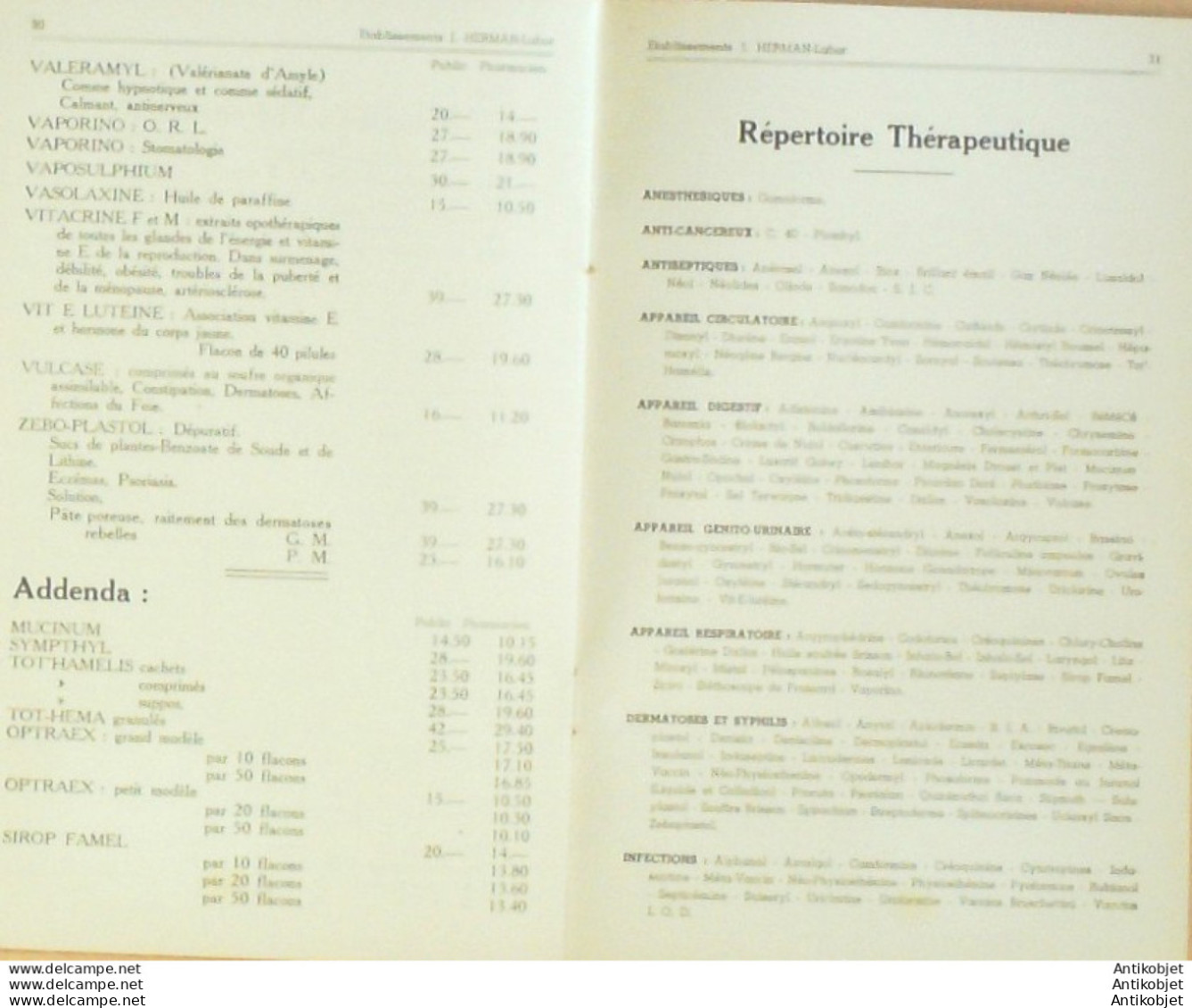 HERTMAN Etbs (Produits Chimiques Et Pharmaceutiques) Belgique 1939 - 1900 – 1949