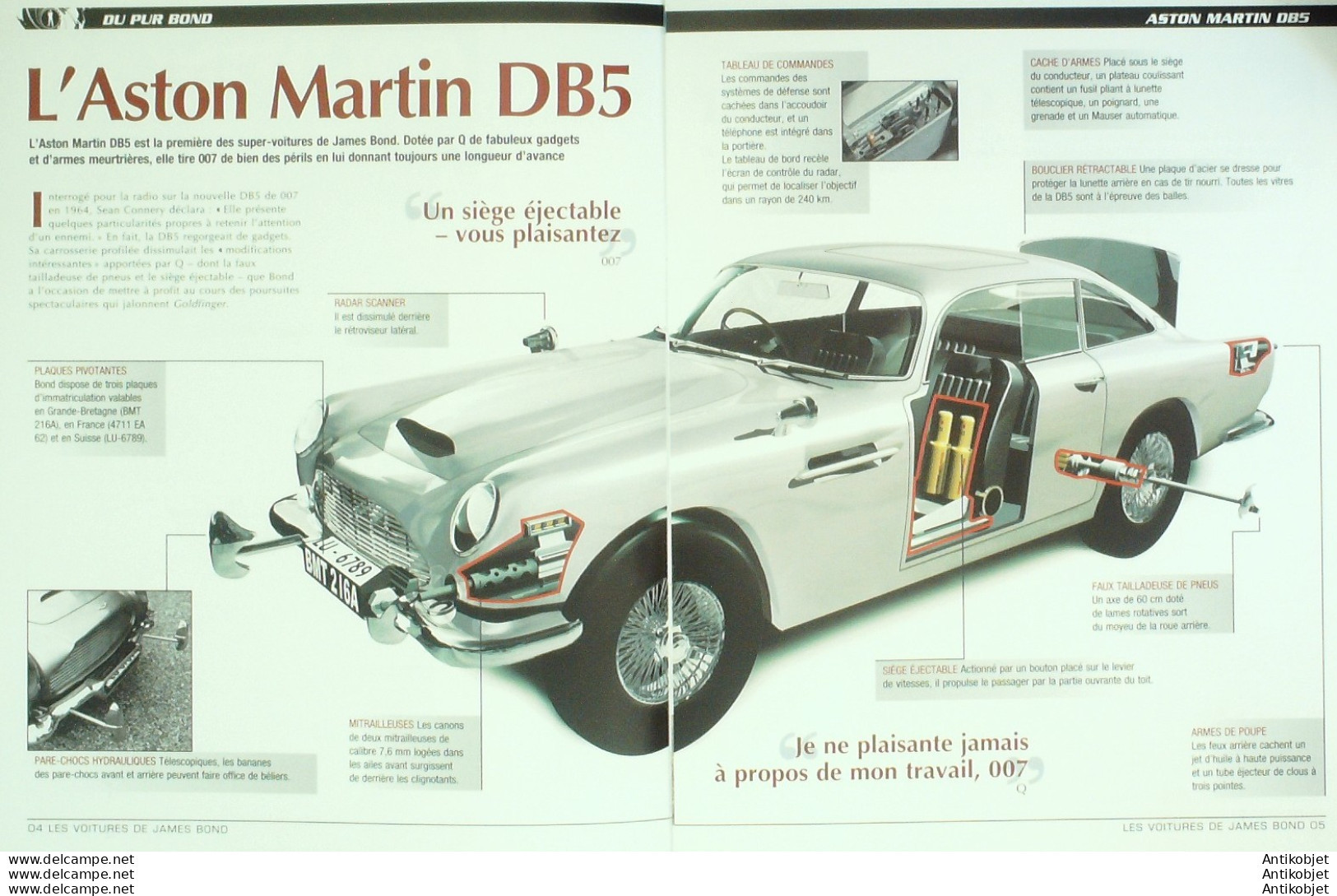 James Bond 007 Aston Martin DB5 Voiture De  Goldfinger édition Hachette - History