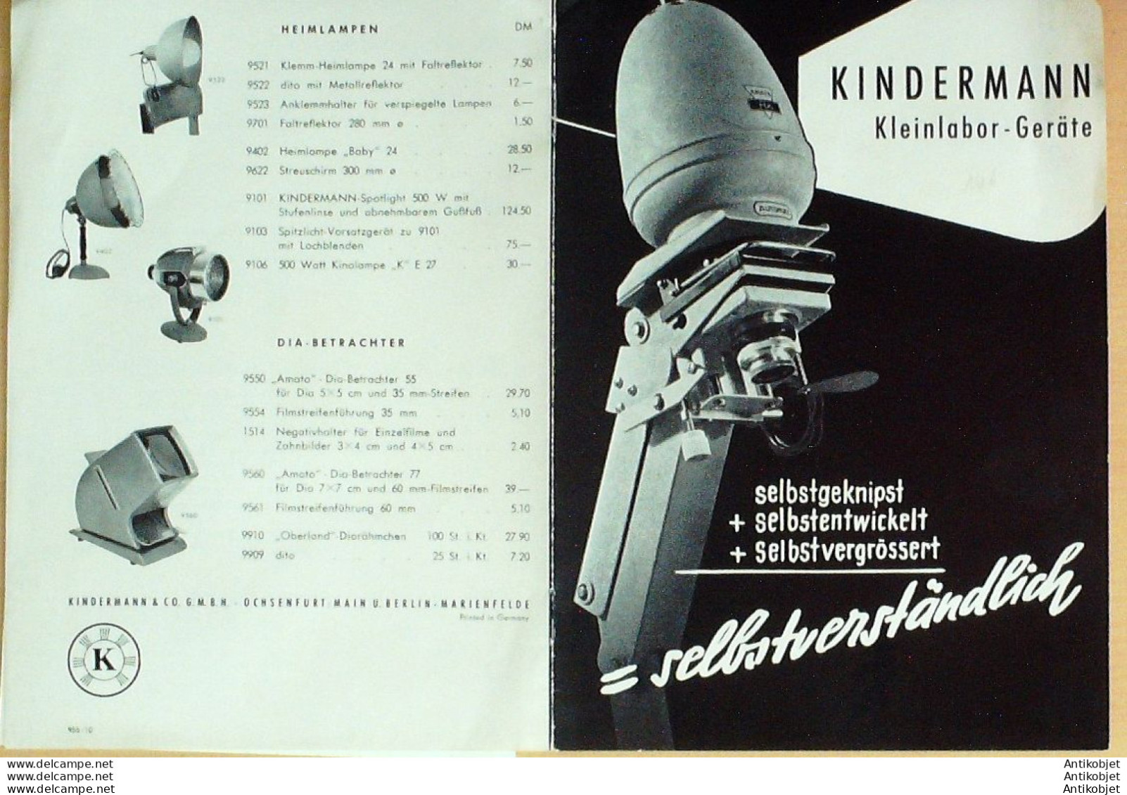 KINDERMANN (Lentilles Loupes) Allemagne 1936 - 1900 – 1949