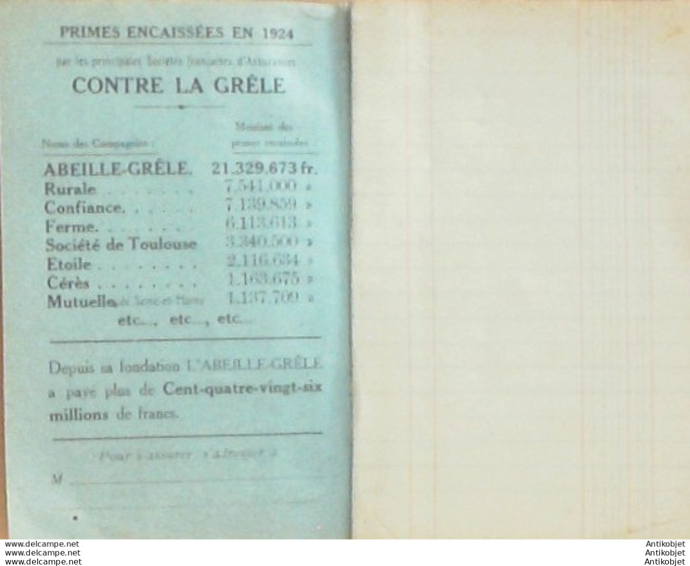 L'ABEILLE ASSURANCES (Livre De Comptes) 1930 - 1900 – 1949