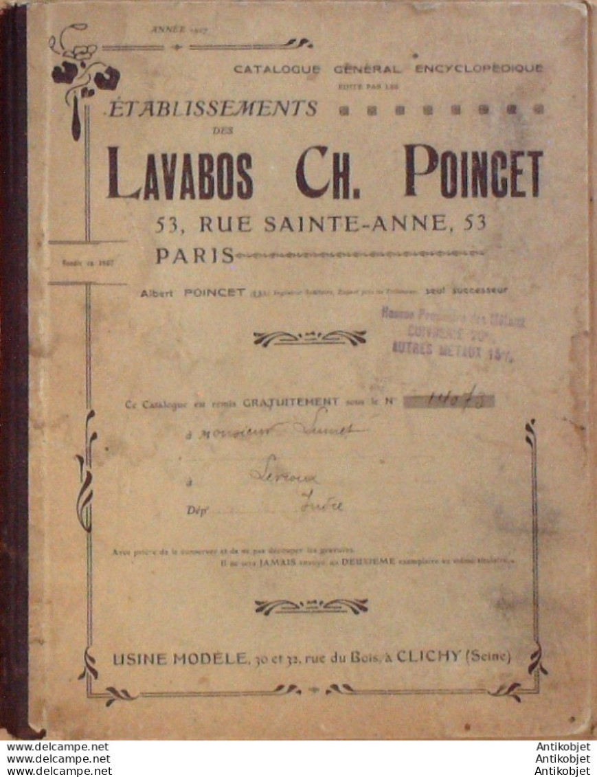 LAVABOS POINCET CH (Matériels Coiffure Plomberie Comptoirs) 1907 - 1900 – 1949