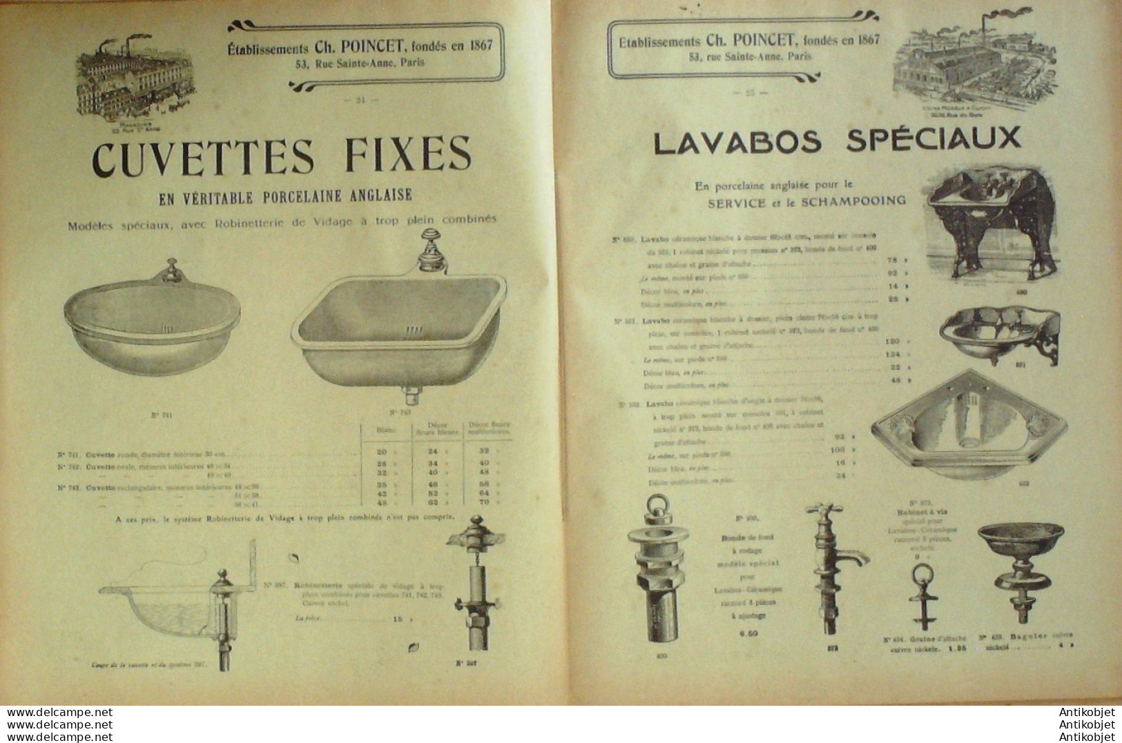 LAVABOS POINCET CH (Matériels Coiffure Plomberie Comptoirs) 1907 - 1900 – 1949