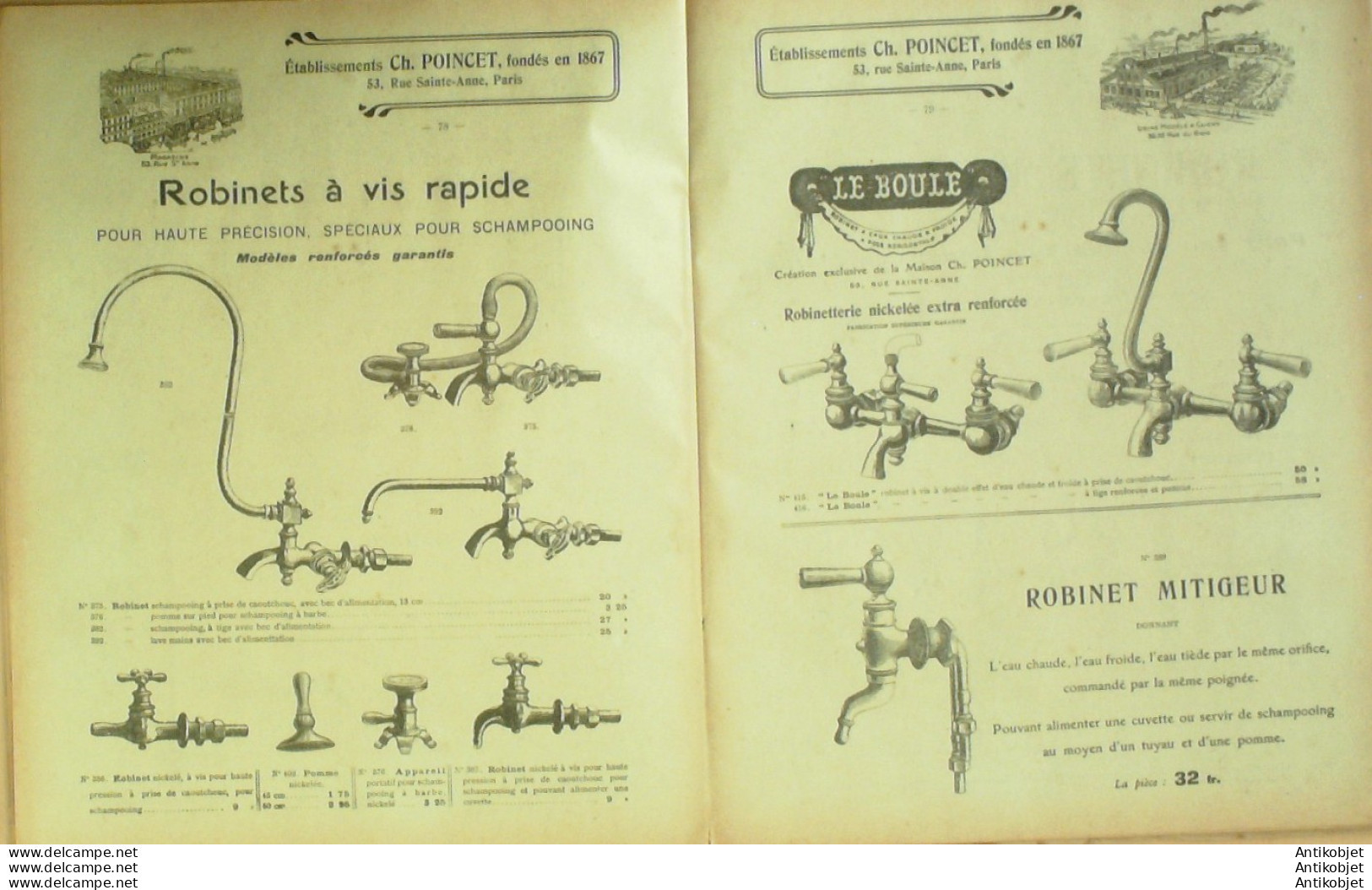 LAVABOS POINCET CH (Matériels coiffure Plomberie Comptoirs) 1907