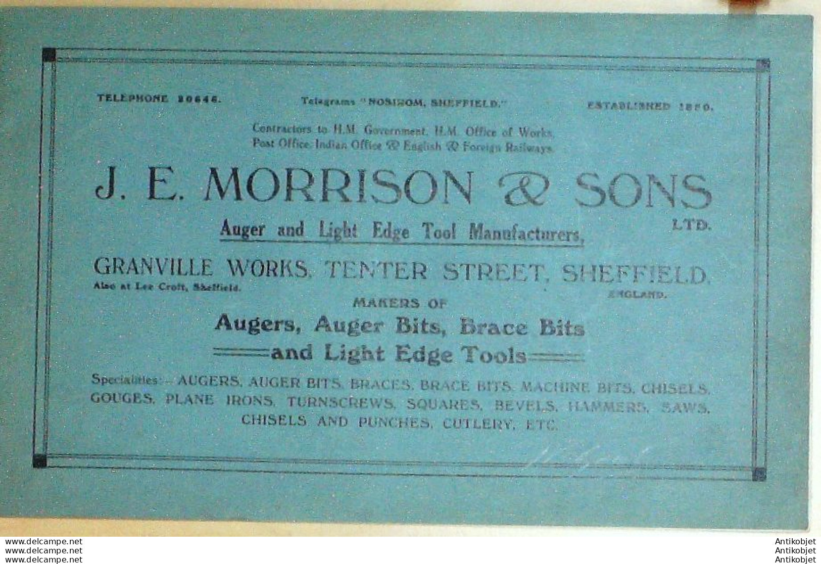 MORRISON & SONS (Outillage Menuiserie) Royaume Uni 1930 - Regno Unito
