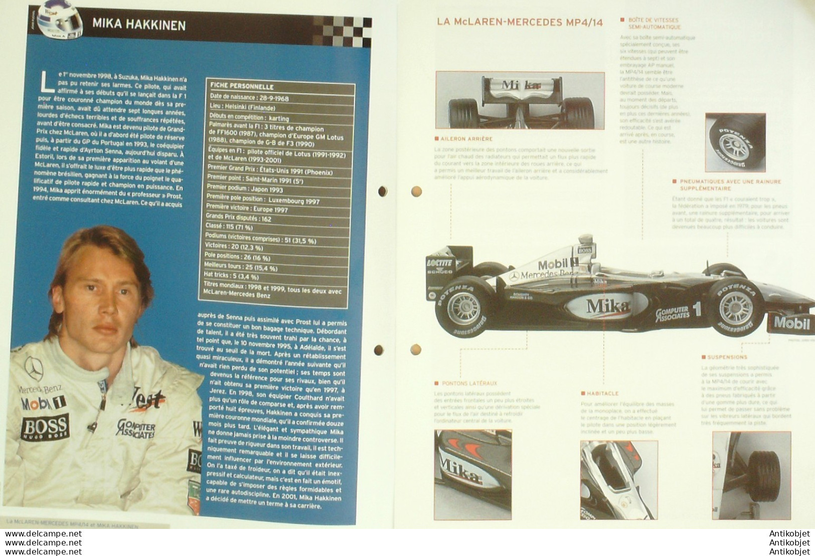 Mc Laren Mercedes MP4-14 1999 GP Formule 1 édition Hachette - Histoire