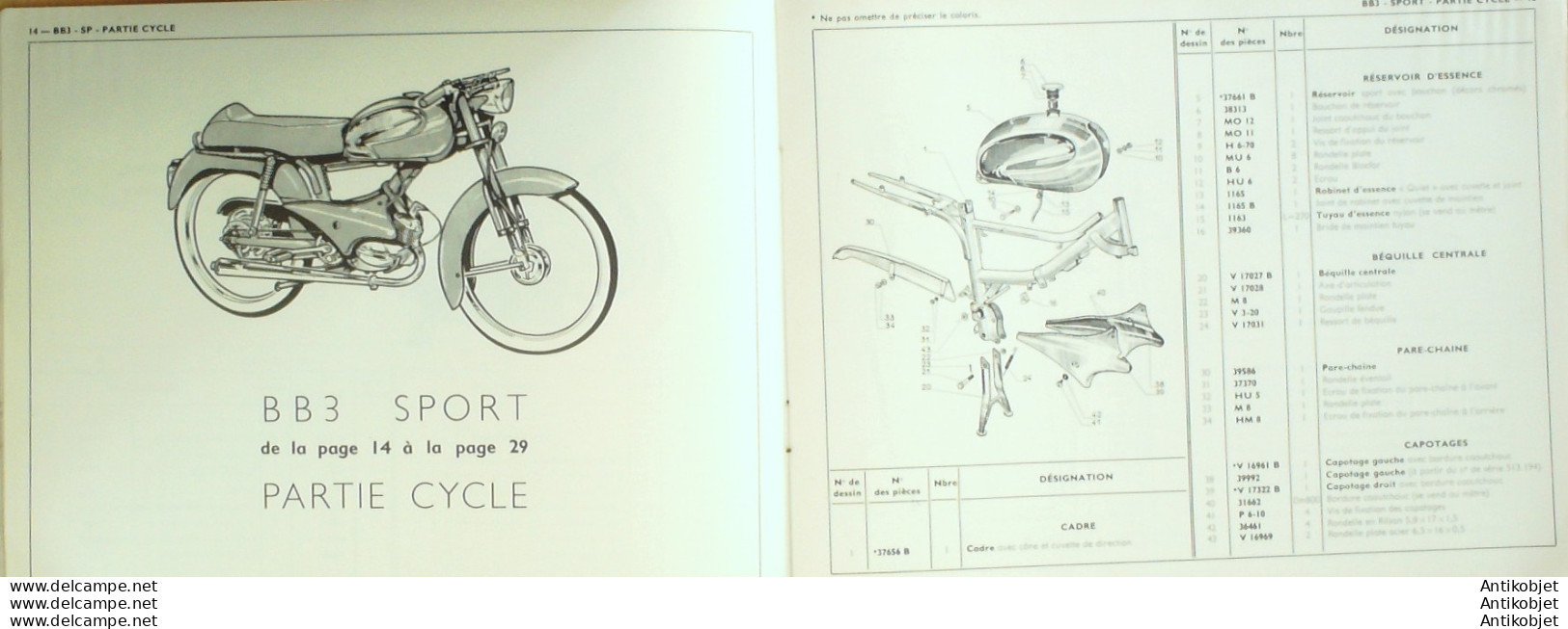 PEUGEOT B B 3 (Cyclomoteur 3 vitesses accessoires) 1963