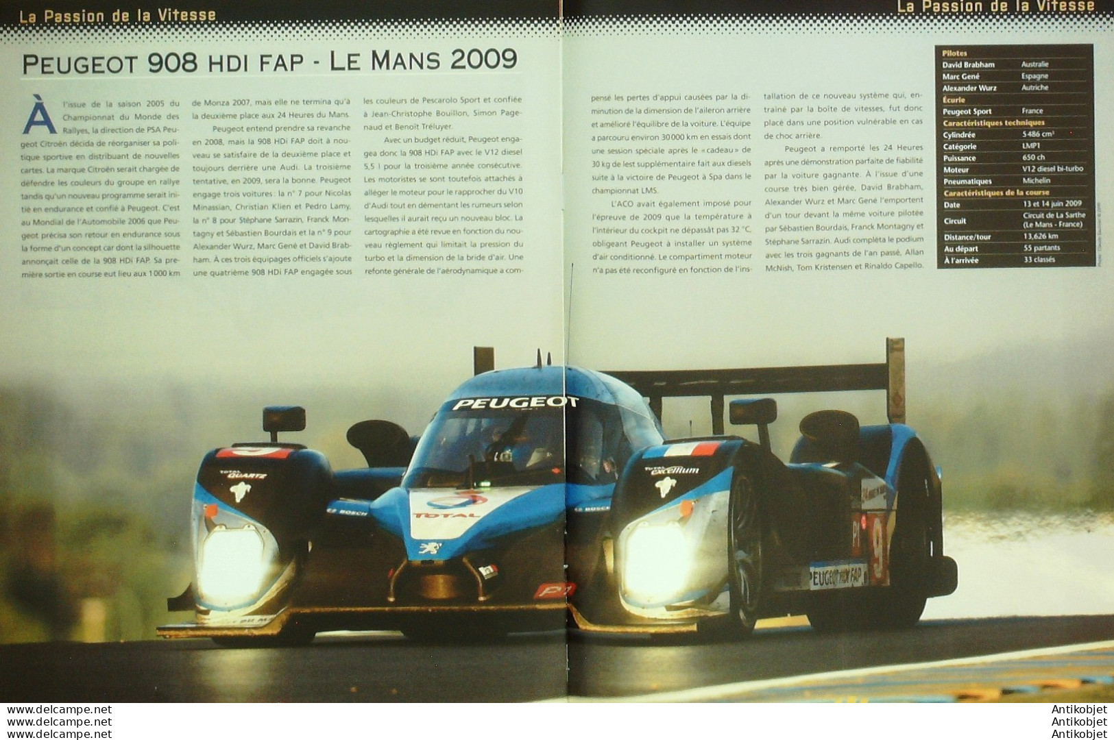 Peugeot 908 HDI FAP 24h Mans 2009 édition Hachette - Geschichte