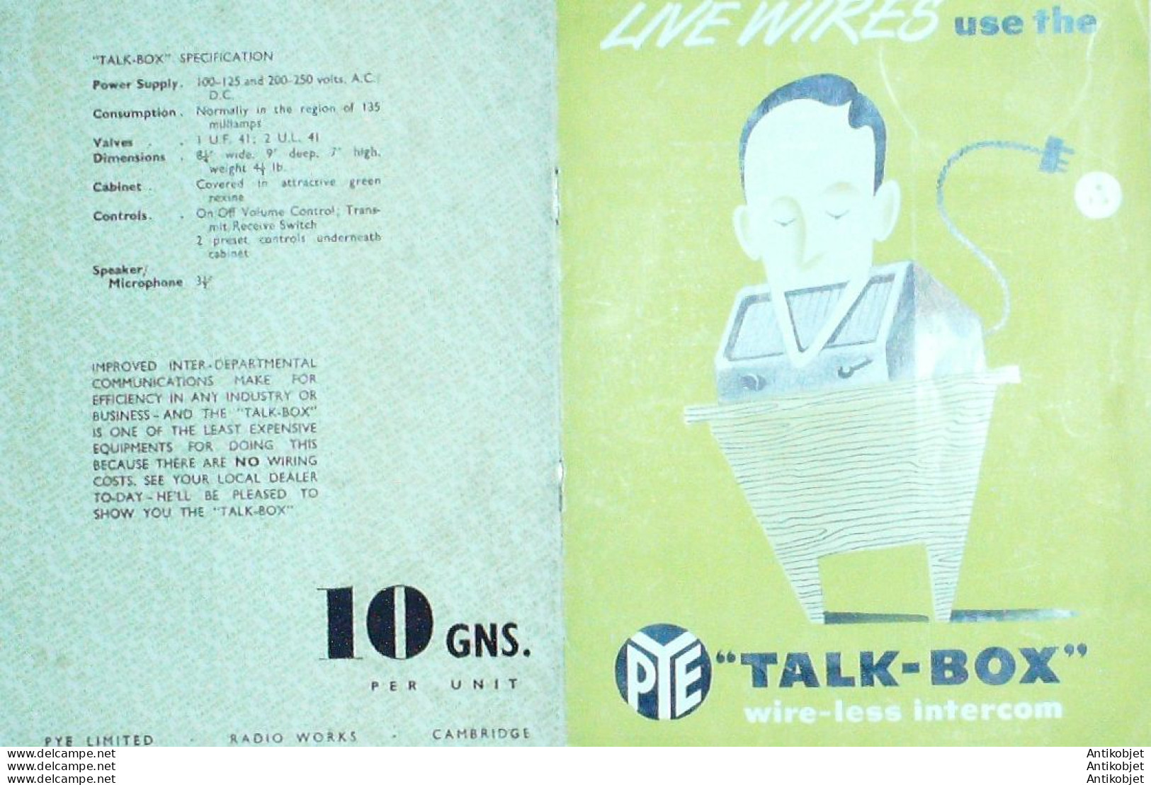 RADIO TALK BOX (Intercommunication WIRES) Royaume Uni 1946 - Ver. Königreich