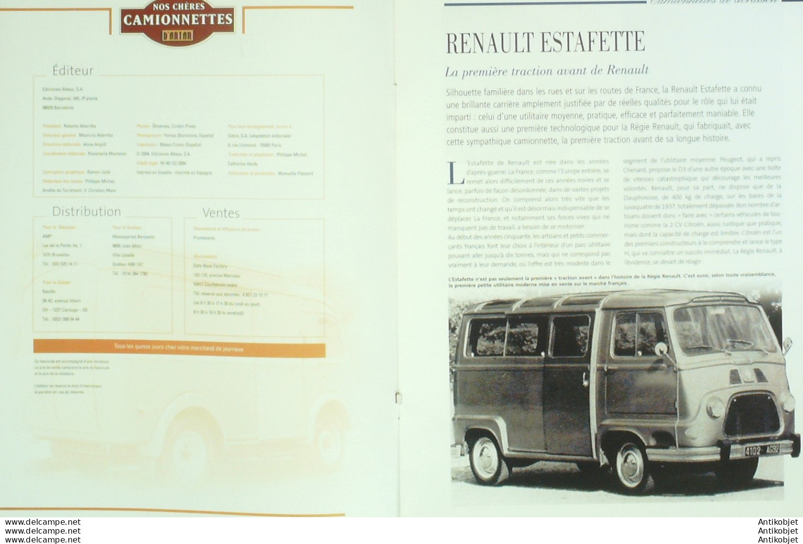 Renault Estafette Banania Camionnette D'antan édition Hachette - Geschichte