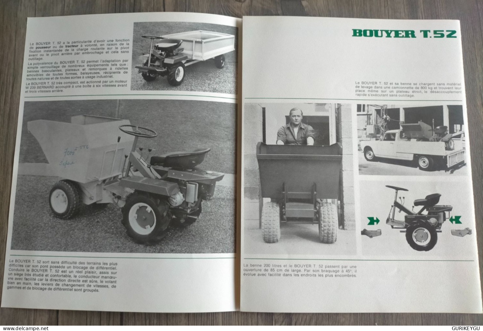 Prospectus Brochure Flyer Tracteur  BOUYER T 52 Moteur Bernard Benne Fiche Technique  NEUF Prix De Départ 700F TTC - Autres & Non Classés