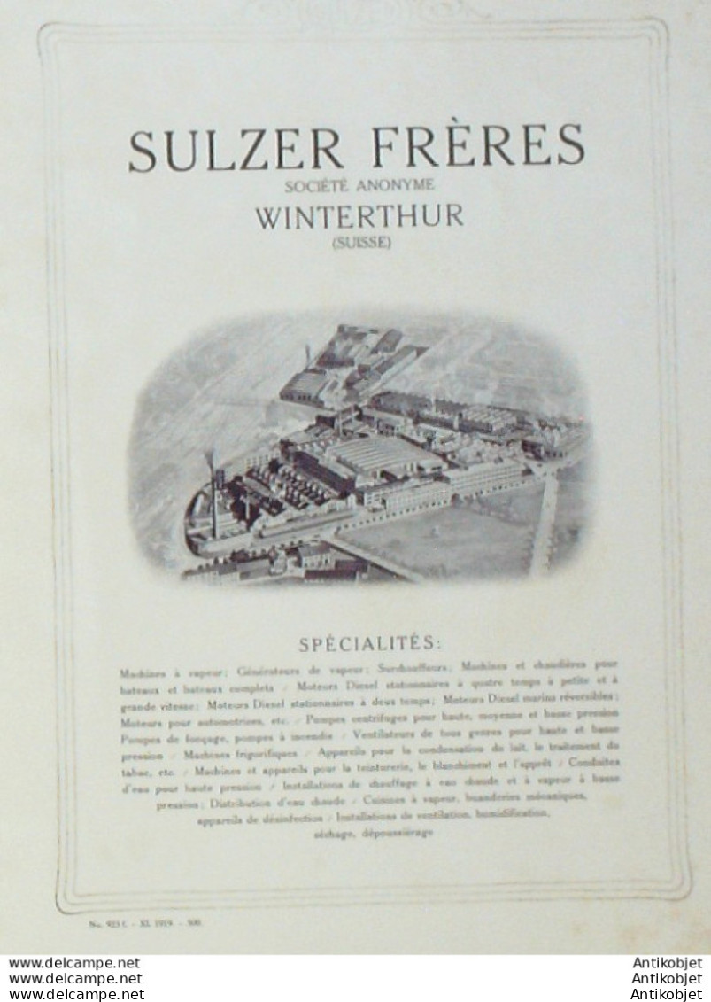 SULZER (Chaudière Aquatubulaire) Suisse 1933 - Schweiz